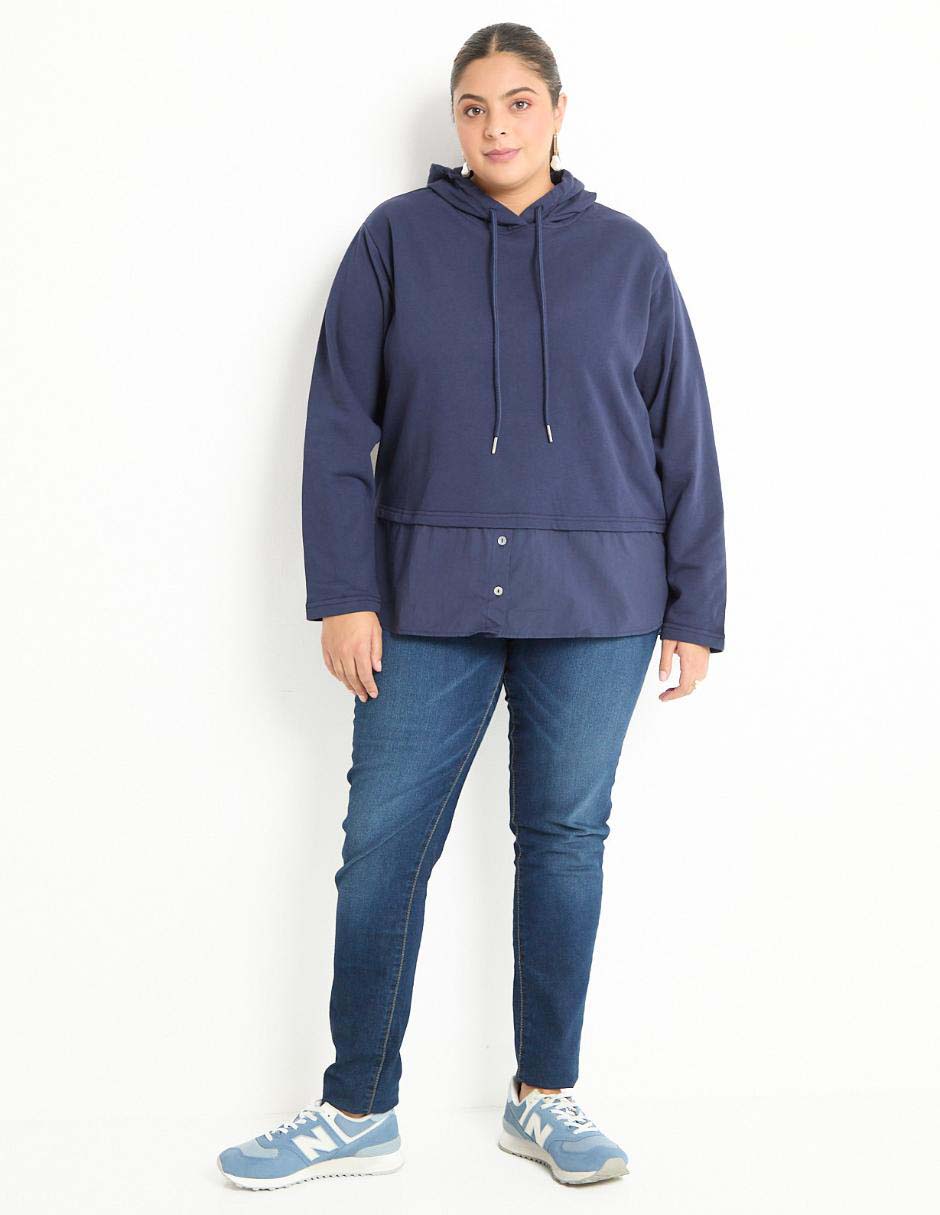 Sudadera con efecto doble prenda para mujer