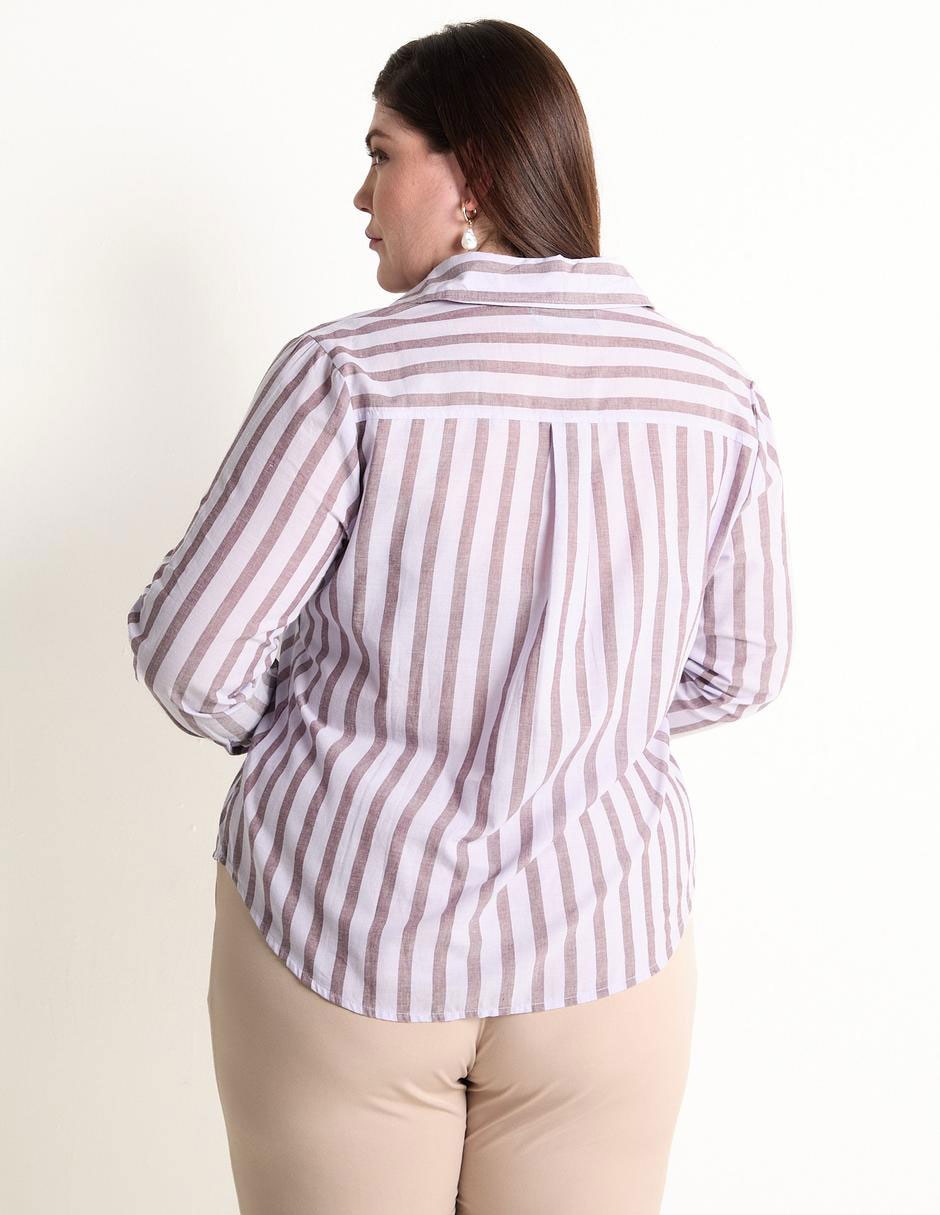 Blusa camisera Weekend Plus manga larga para mujer
