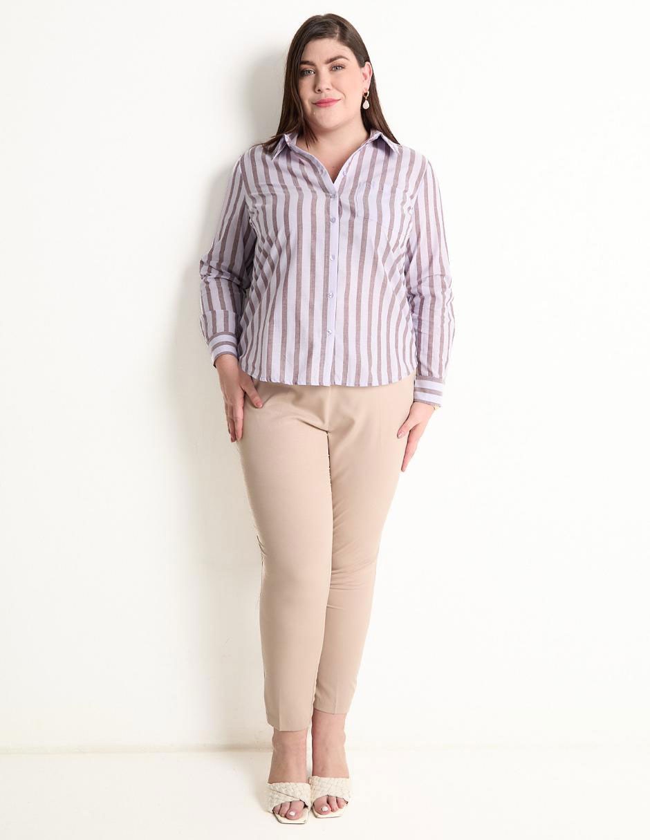 Blusa camisera Weekend Plus manga larga para mujer