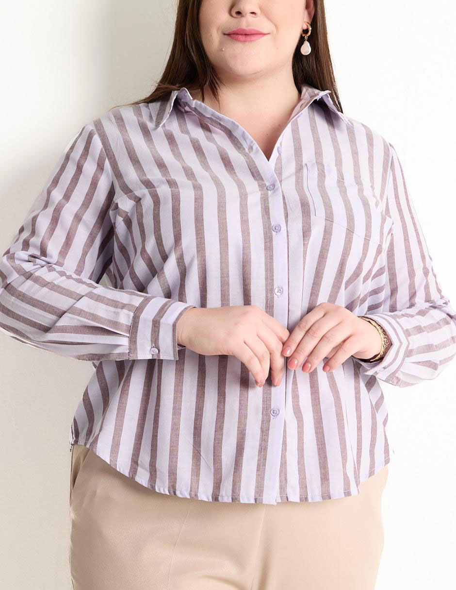 Blusa camisera Weekend Plus manga larga para mujer