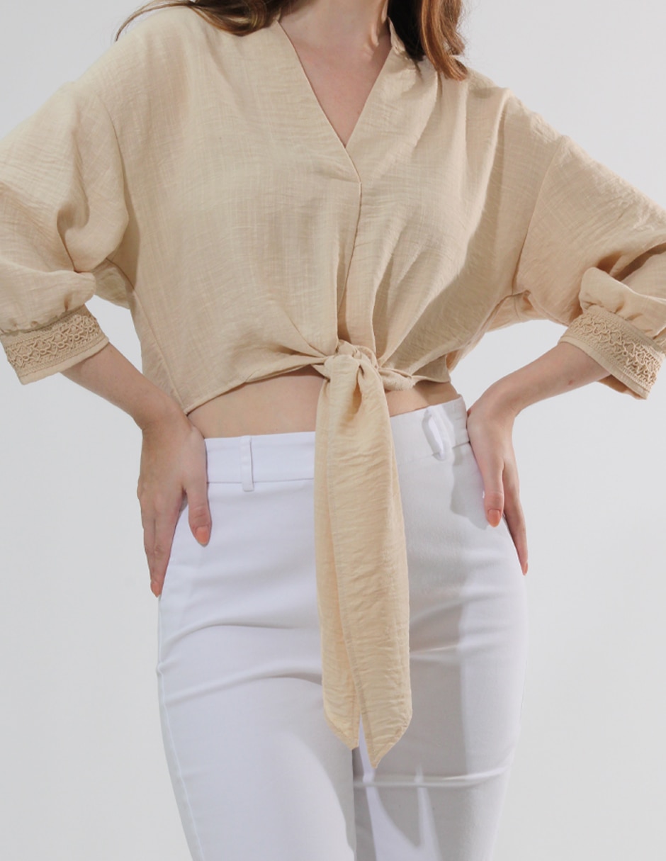 Blusa Bliss By Oh Pomp manga 3/4 para mujer