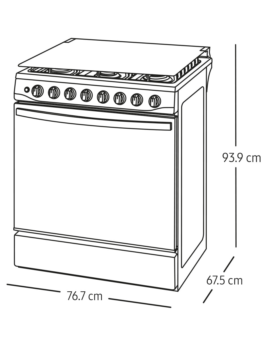 Estufa de piso a Gas natural/lp De Piso 76.7 cm NX52T5412MS/AX de 6 quemadores 7