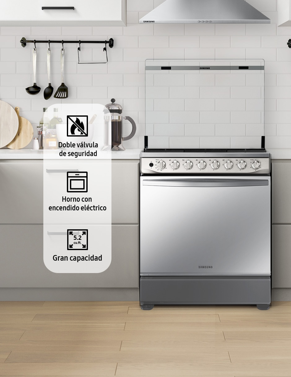 Estufa de piso a Gas natural/lp De Piso 76.7 cm NX52T5412MS/AX de 6 quemadores 6