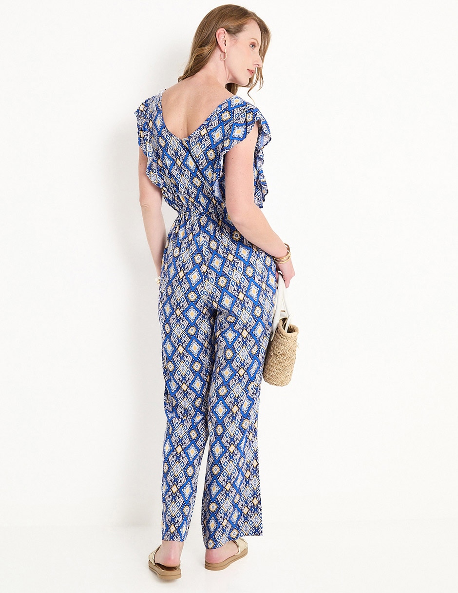 Jumpsuit de rayón estampado geométrico para mujer 4