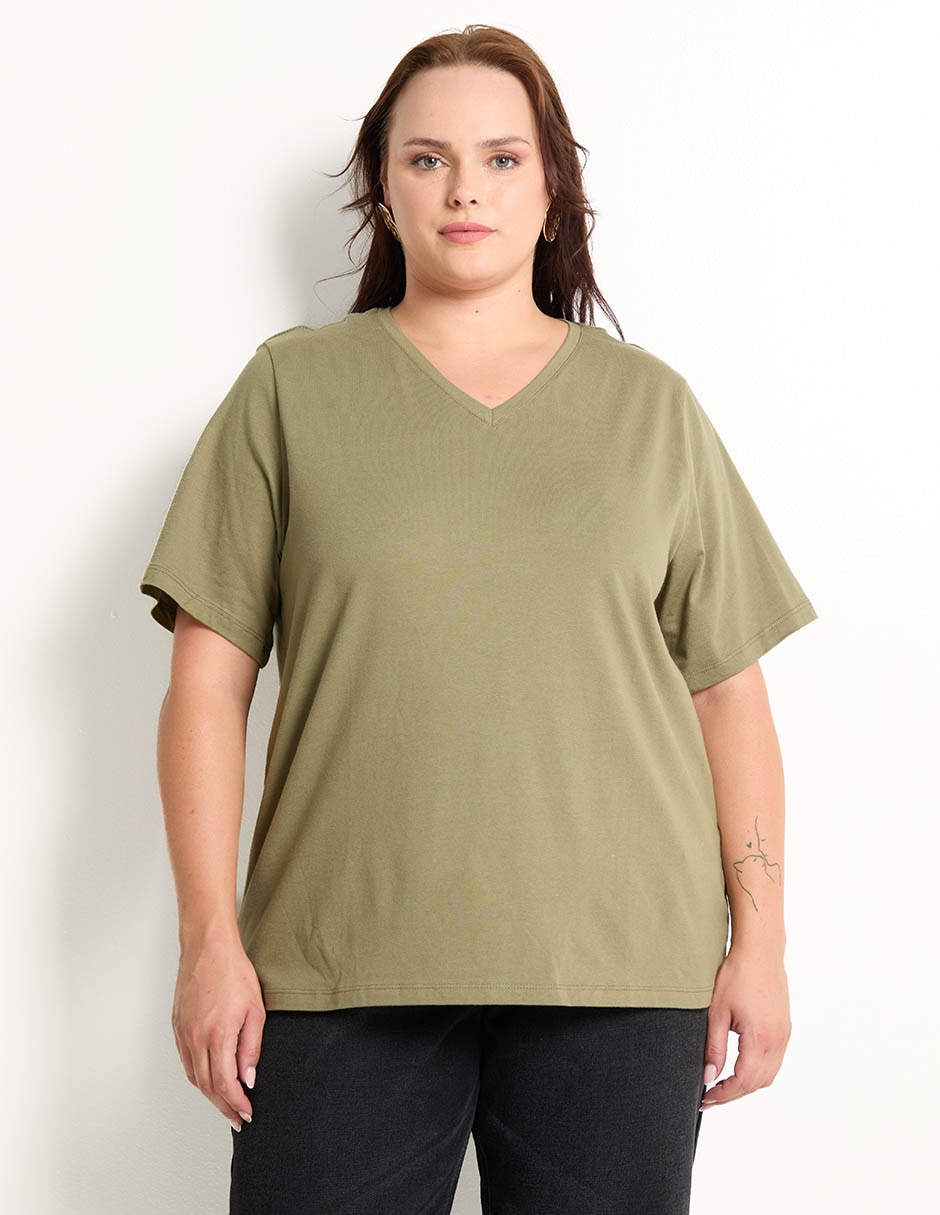 Playera manga corta cuello v mujer Playera manga corta cuello v mujer