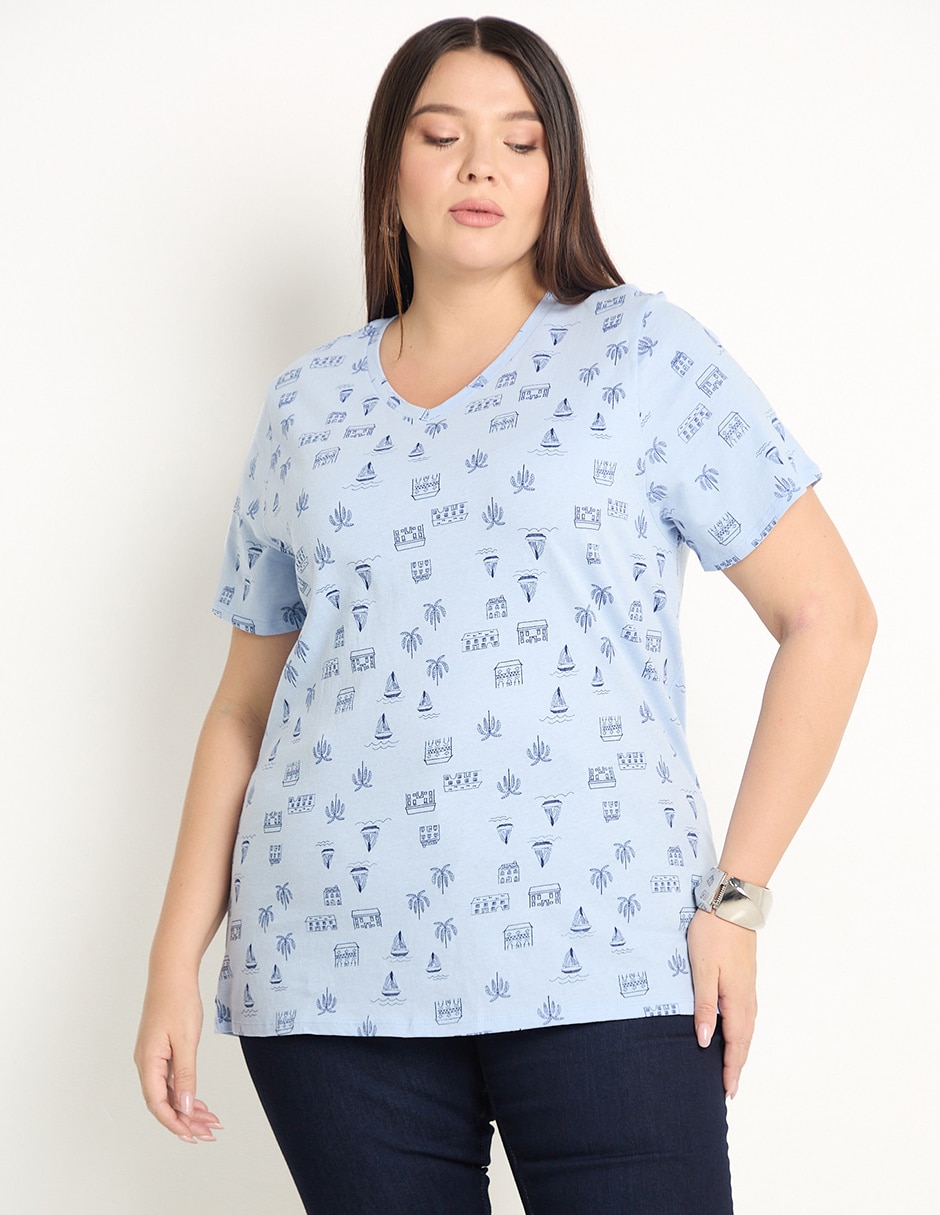 Playera manga corta cuello v mujer Playera manga corta cuello v mujer