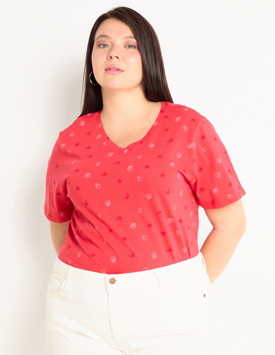 Playera manga corta cuello v mujer 1