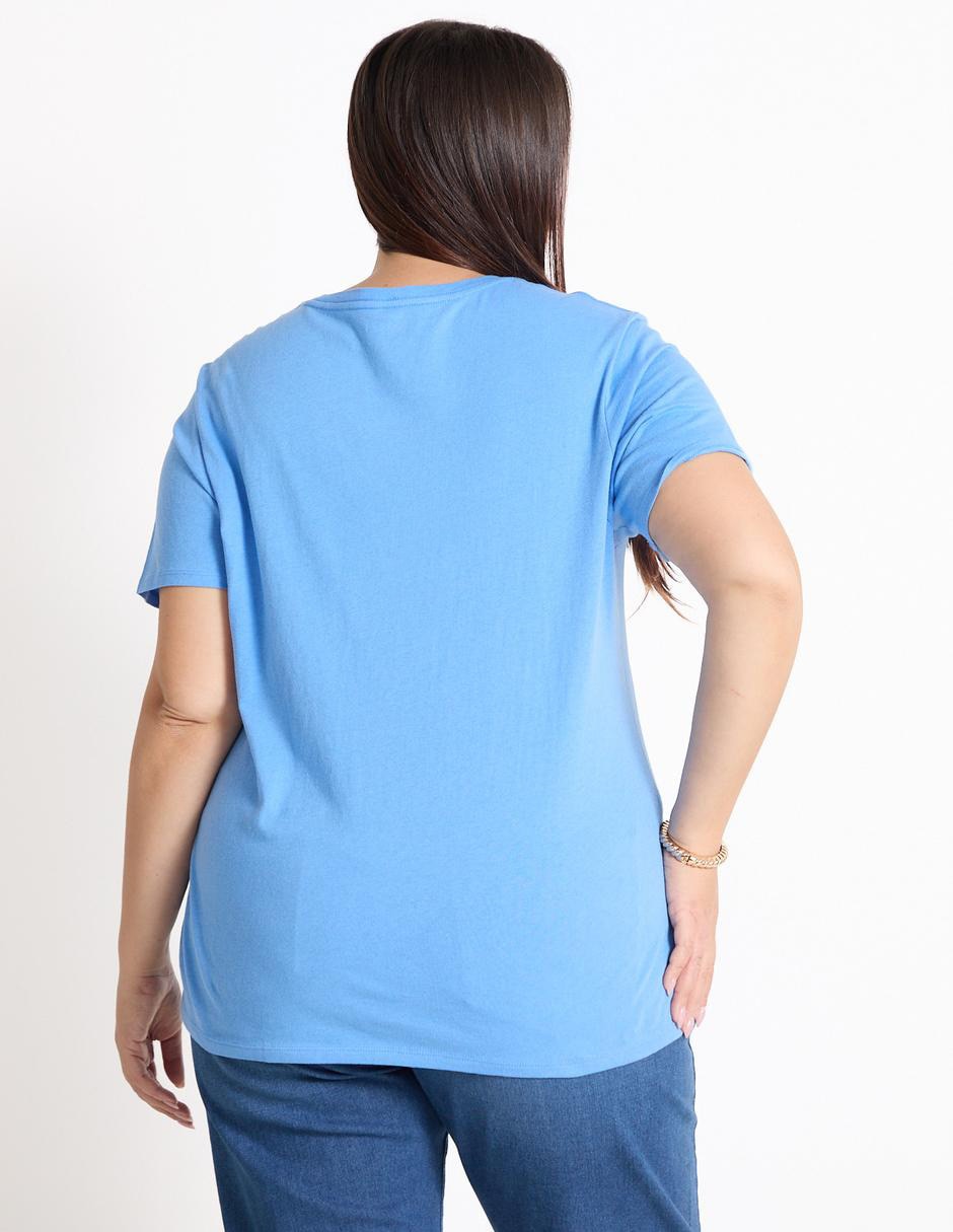 Playera manga corta Weekend Plus cuello V para mujer