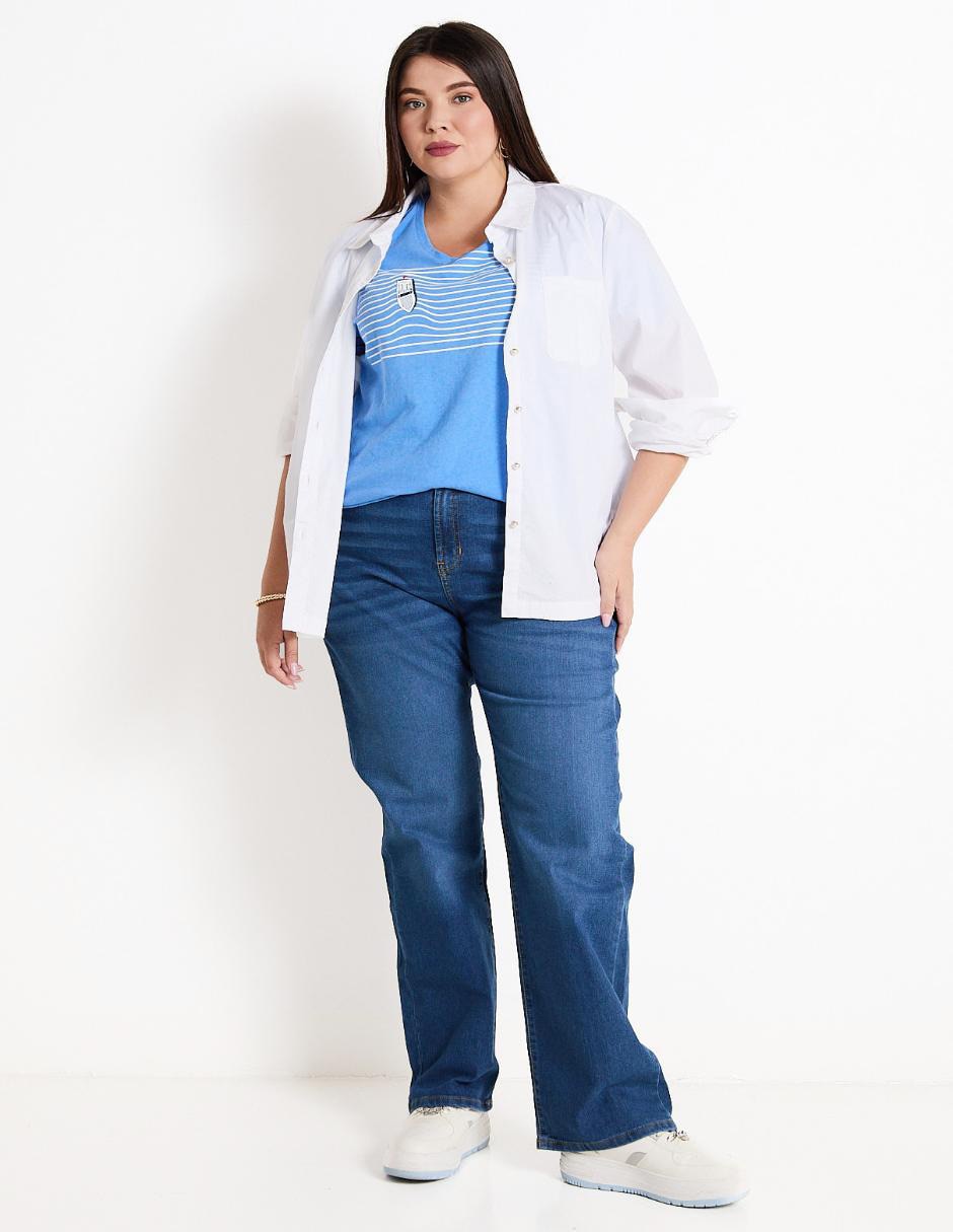 Playera manga corta Weekend Plus cuello V para mujer