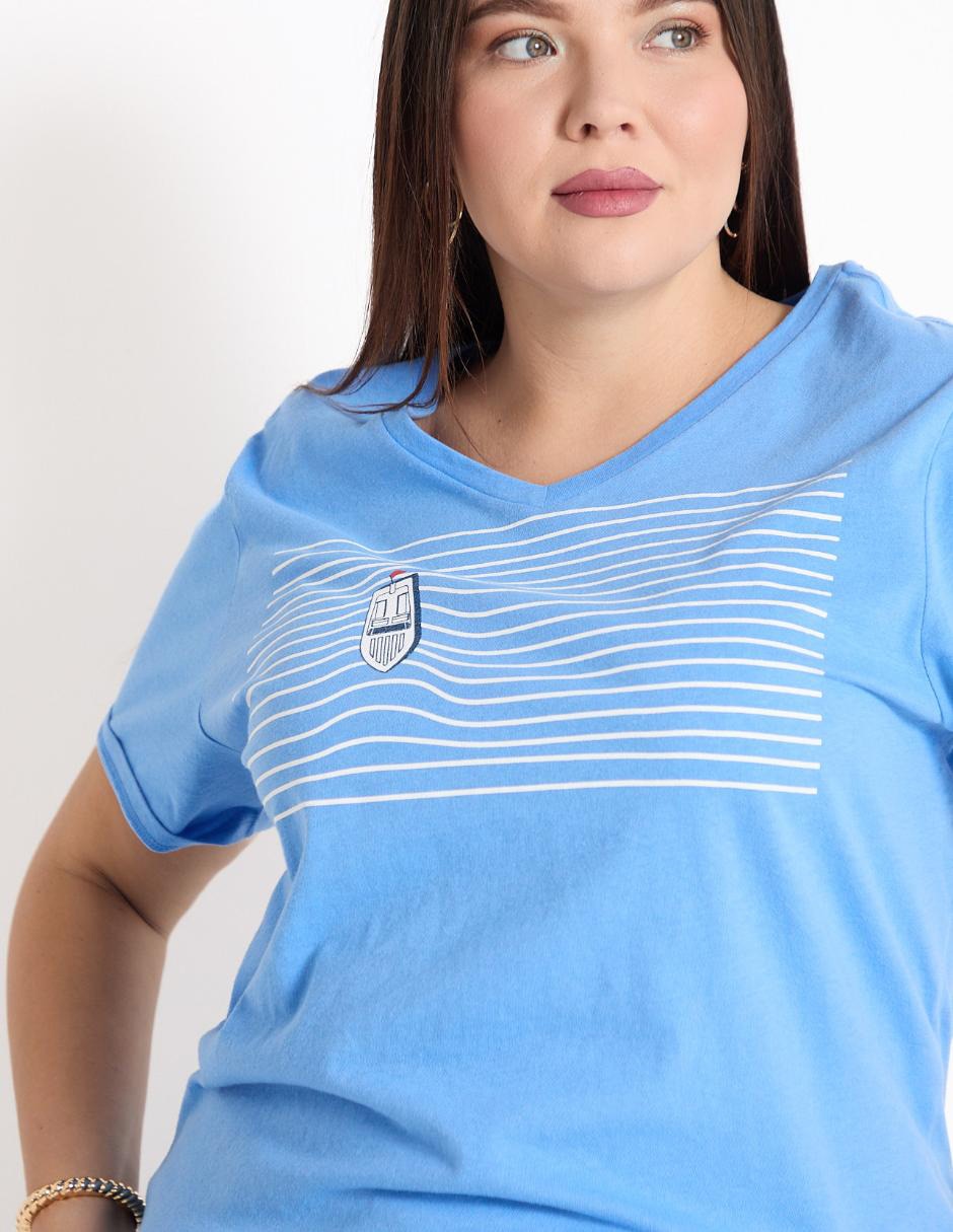 Playera manga corta Weekend Plus cuello V para mujer