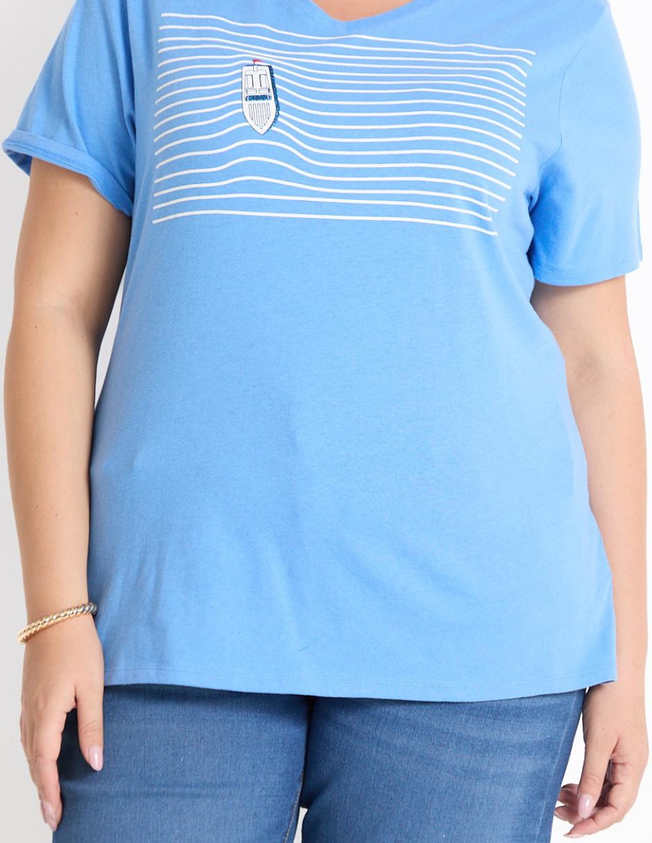 Playera manga corta Weekend Plus cuello V para mujer