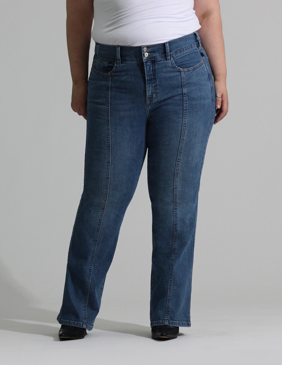 Jeans straight ! corte cintura lata para mujer