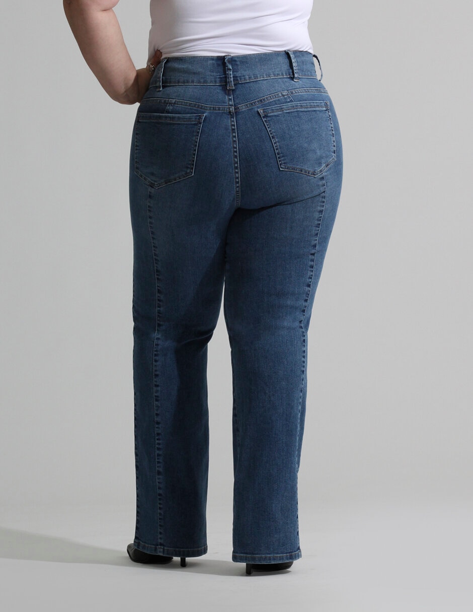Jeans straight ! corte cintura lata para mujer 5