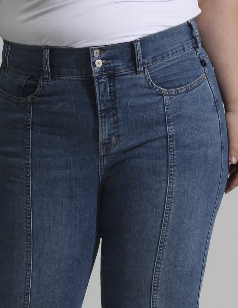 Jeans straight ! corte cintura lata para mujer 3
