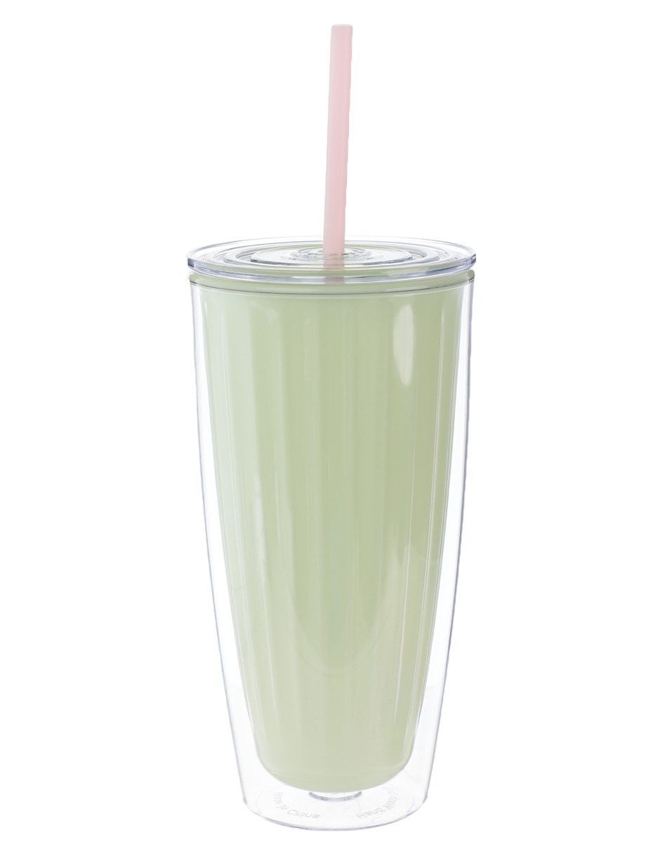 Vaso con tapa y popote 1