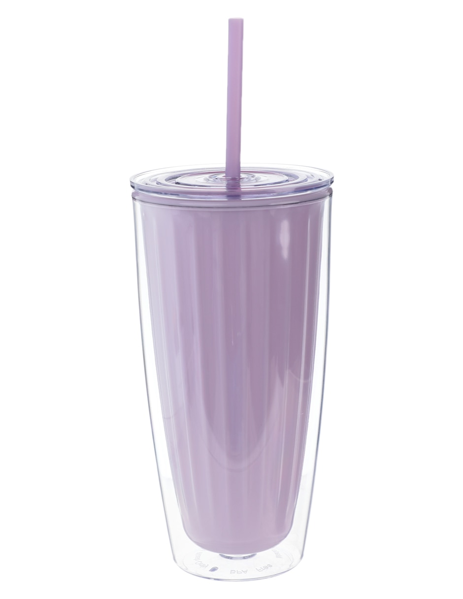 Vaso con tapa y popote 1
