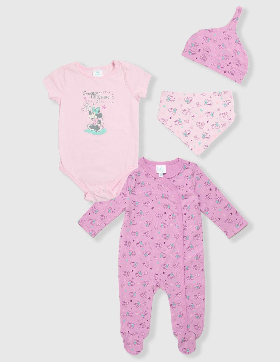 Conjunto Disney DTR Minnie Mouse de algodón para bebé niña 4 piezas