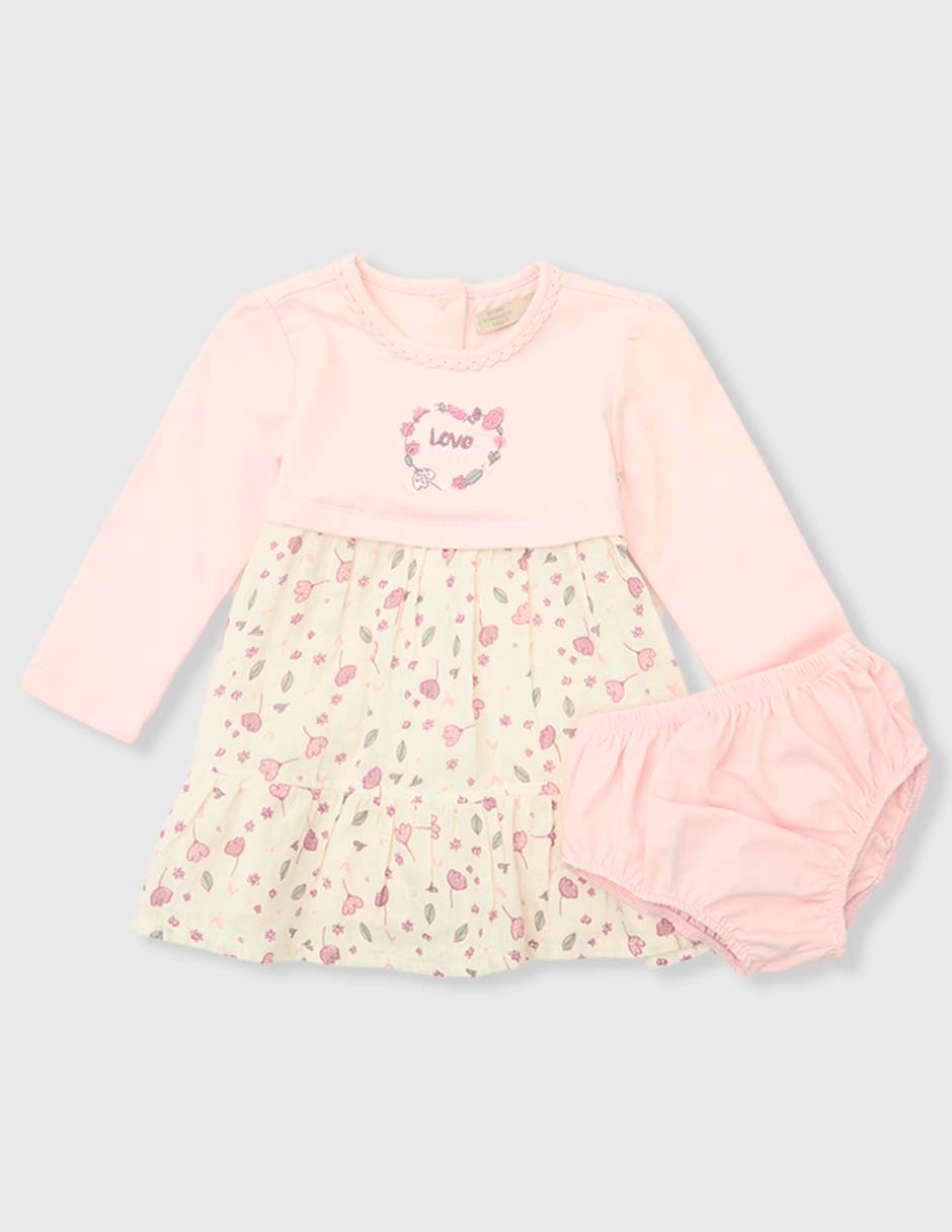 Vestido con calzón manga larga para bebé niña