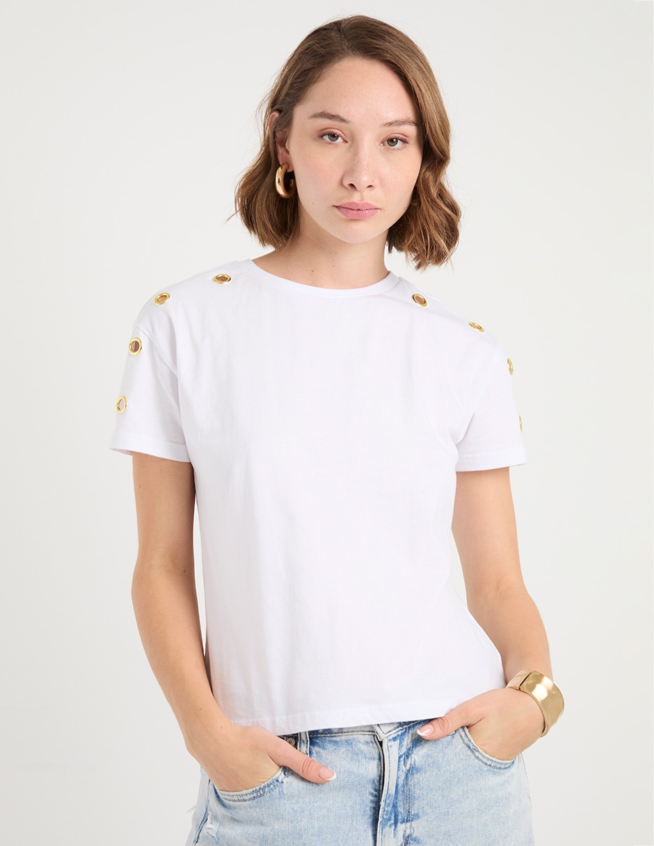 Playera manga corta cuello redondo mujer Playera manga corta cuello redondo mujer