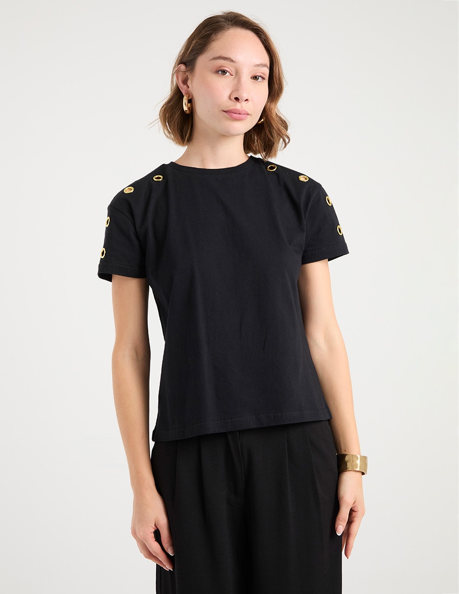 Playera manga corta cuello redondo mujer 1
