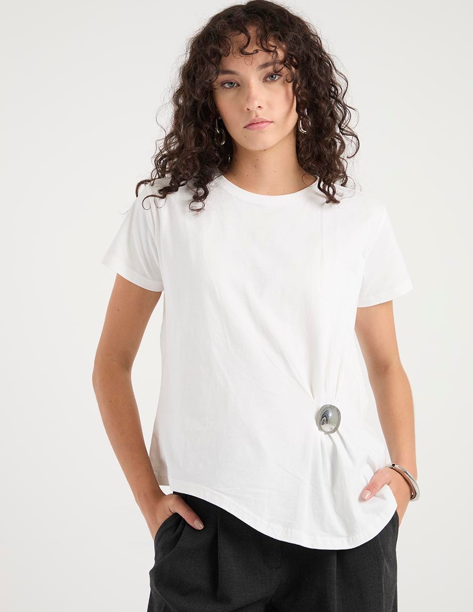 Playera manga corta cuello redondo para mujer