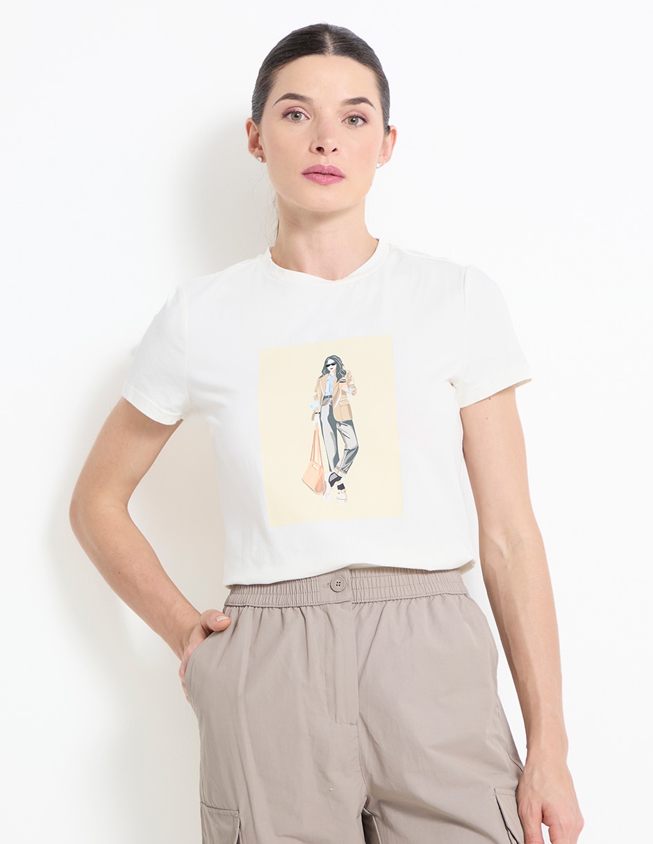 Playera manga corta cuello redondo mujer Playera manga corta cuello redondo mujer