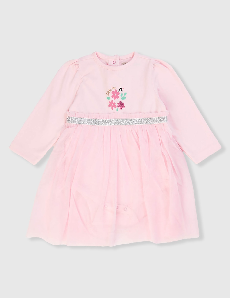 Vestido pañalero manga regular para bebé niña