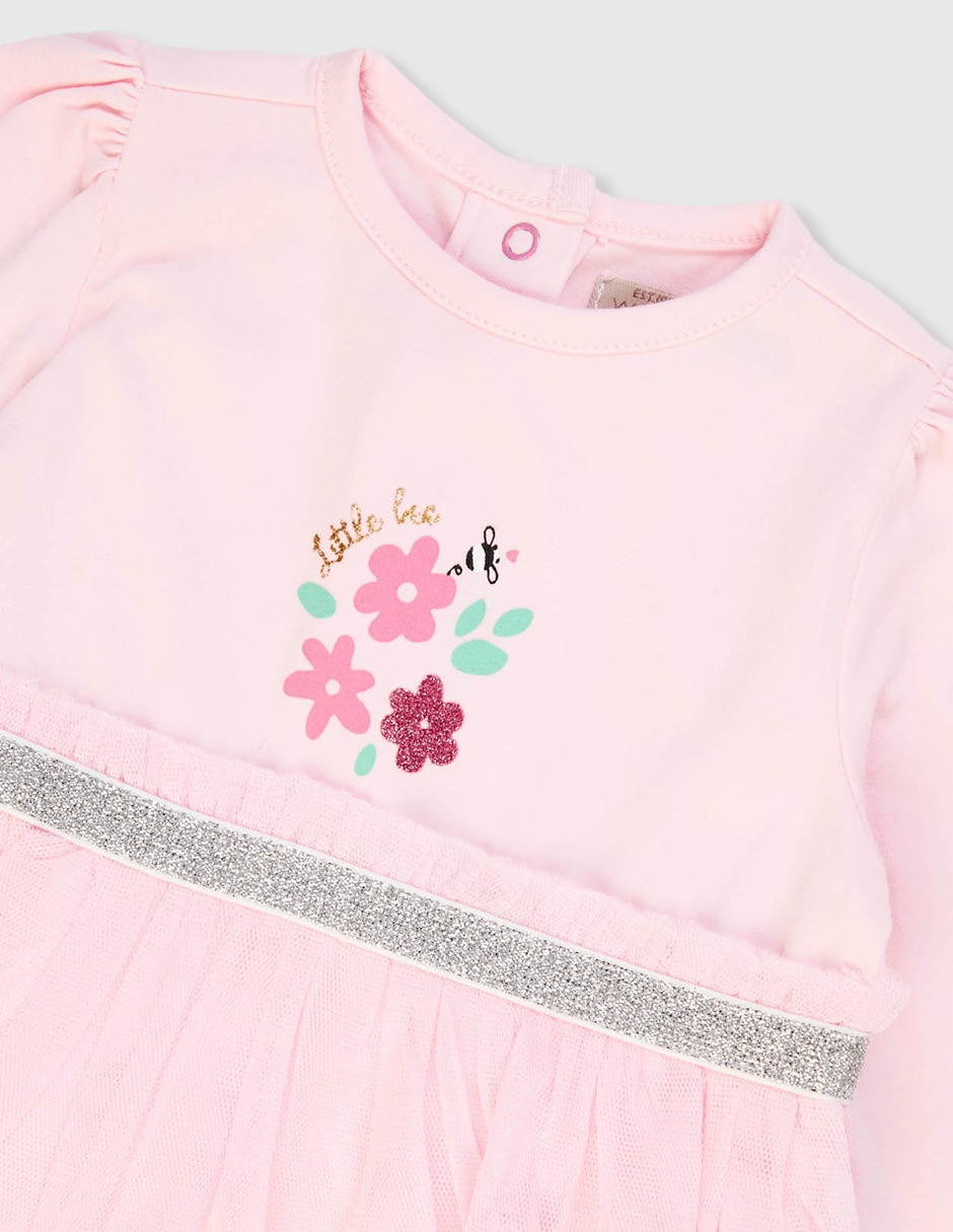 Vestido pañalero manga regular para bebé niña