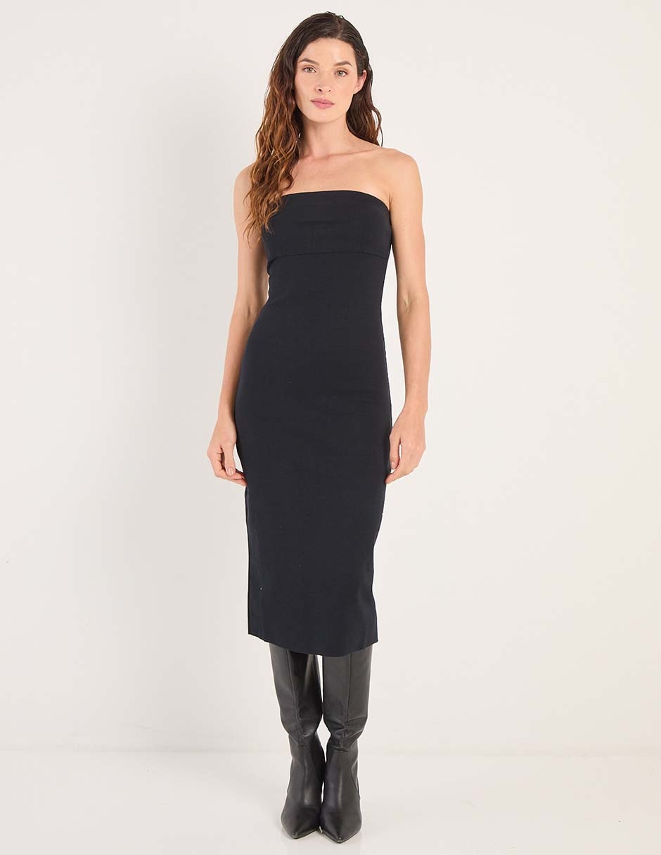 Vestido midi de fiesta escote Bardot Vestido midi de fiesta escote Bardot