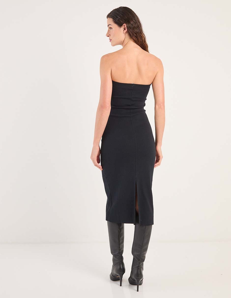 Vestido midi de fiesta escote Bardot 2