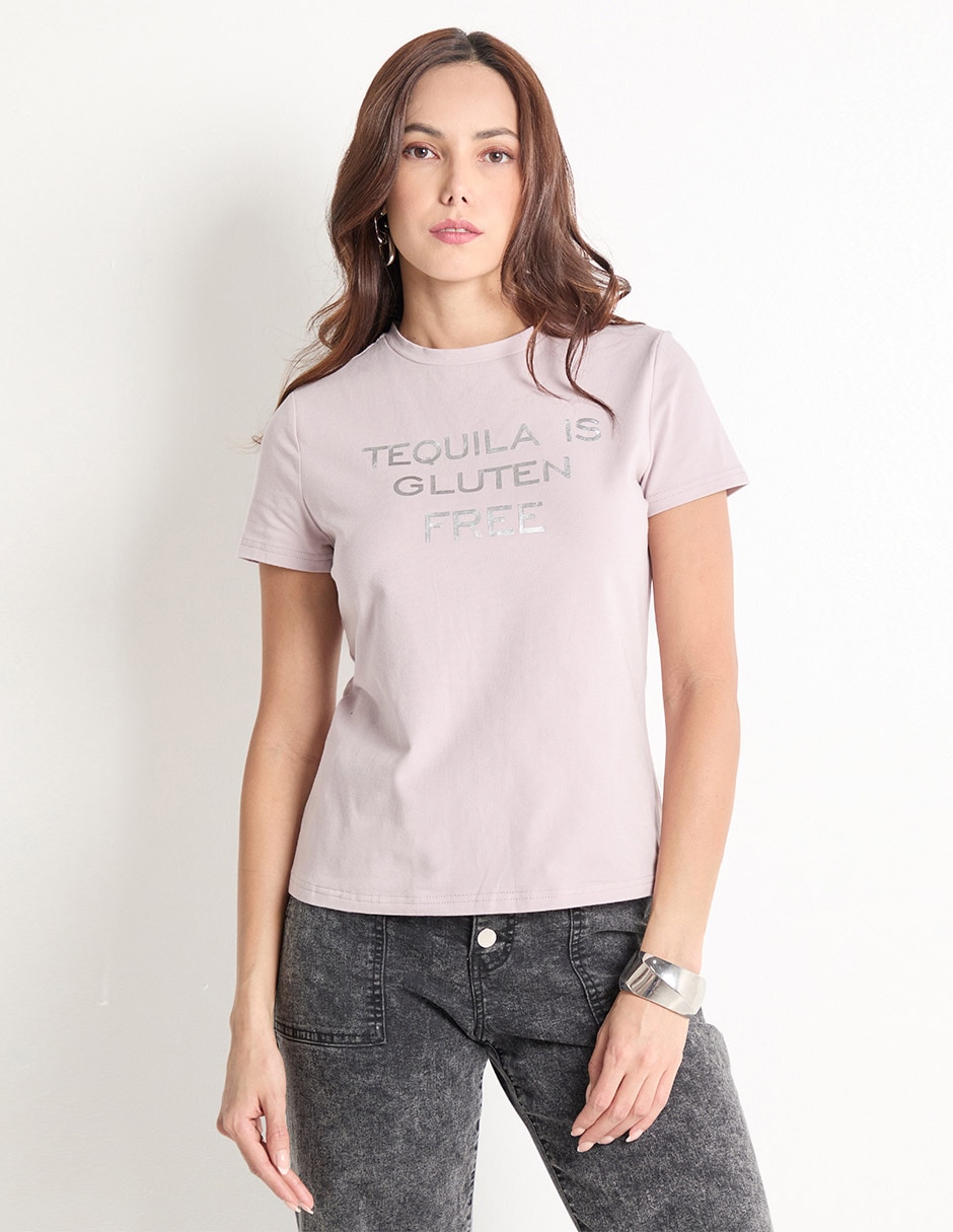 Playera manga corta cuello redondo mujer Playera manga corta cuello redondo mujer
