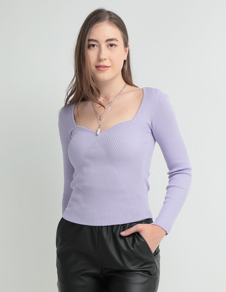 Suéter cuello cuadrado para mujer Suéter cuello cuadrado para mujer