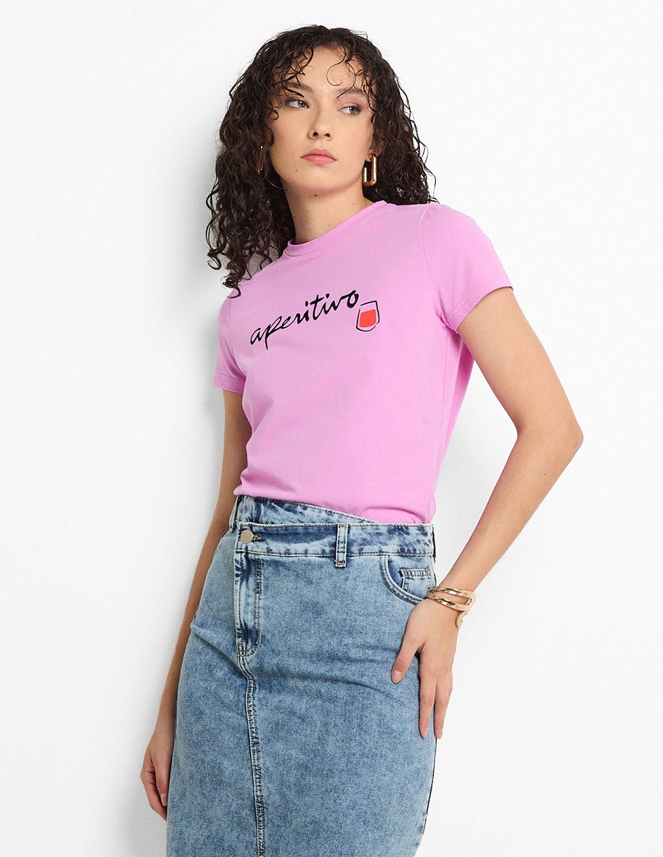 Playera manga corta cuello redondo mujer Playera manga corta cuello redondo mujer