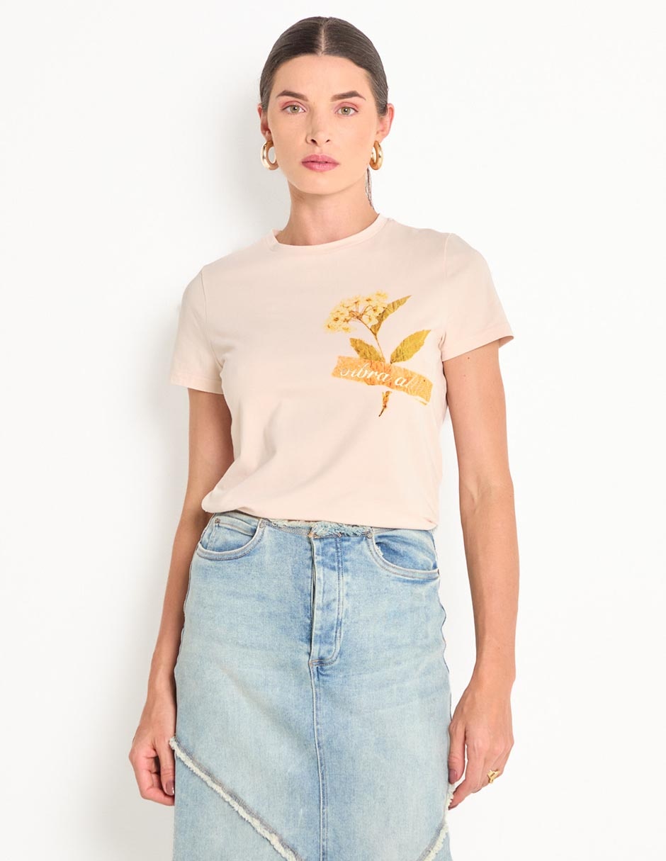 Playera manga corta cuello redondo mujer