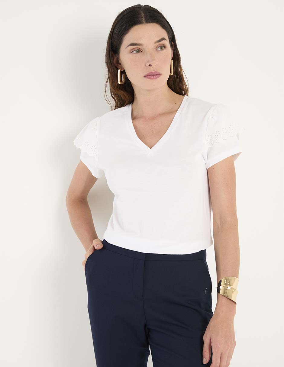 Playera manga corta cuello v mujer Playera manga corta cuello v mujer