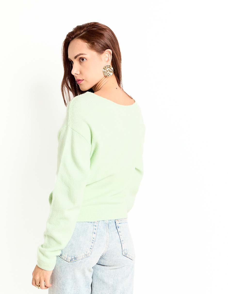 Suéter cuello V para mujer 4