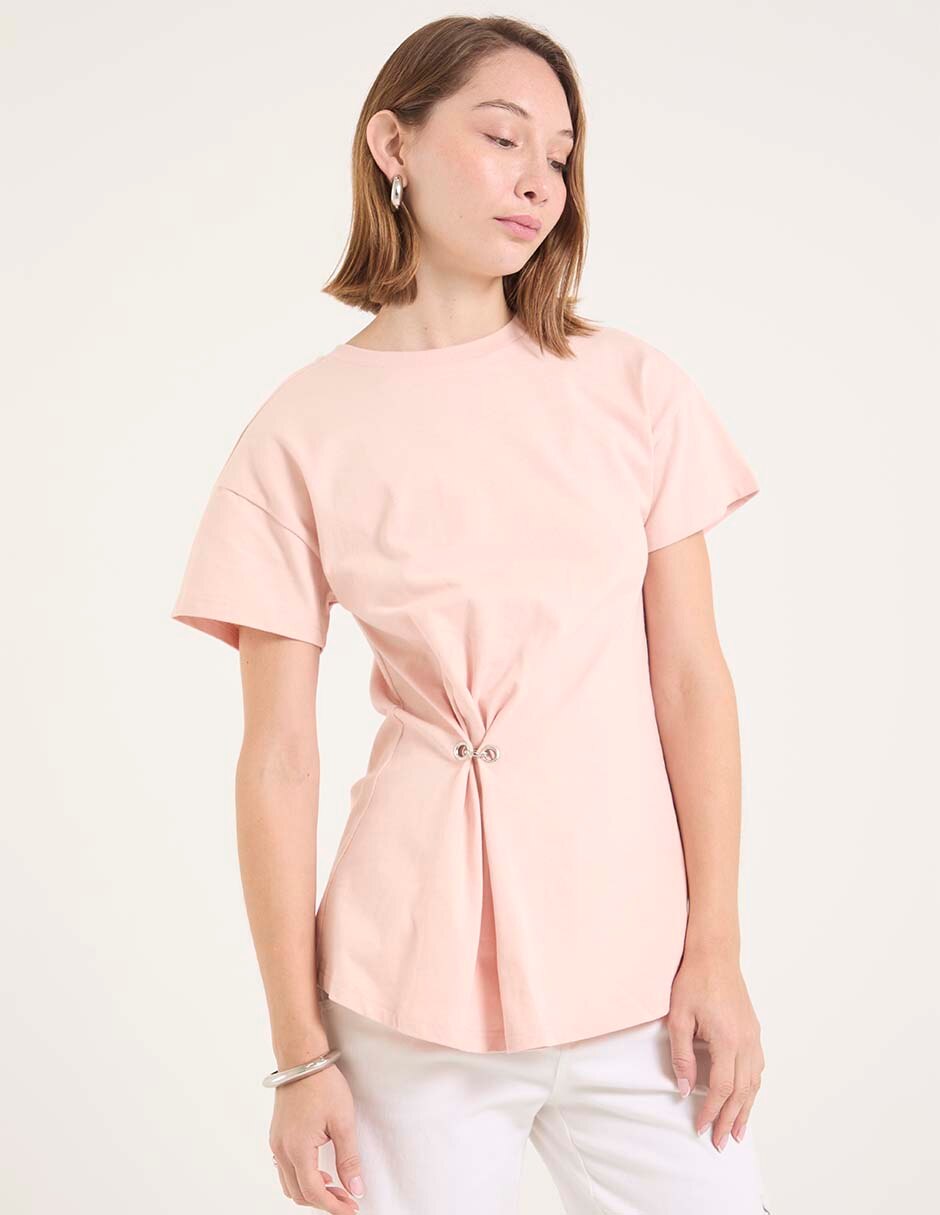 Playera manga corta cuello redondo para mujer