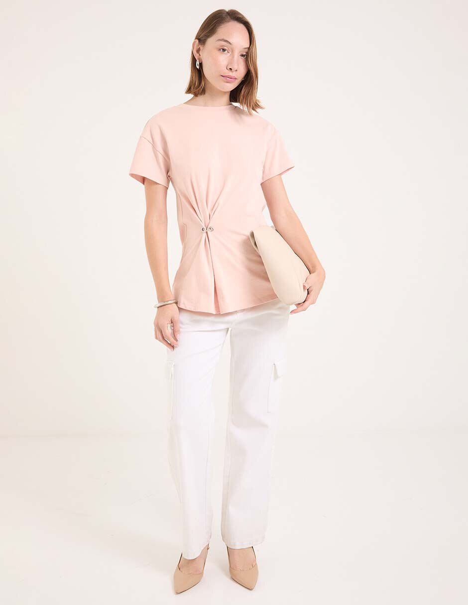 Playera manga corta Metropolis cuello redondo para mujer