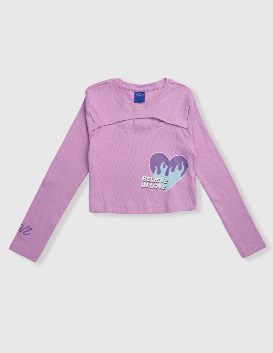 Playera manga larga para niña