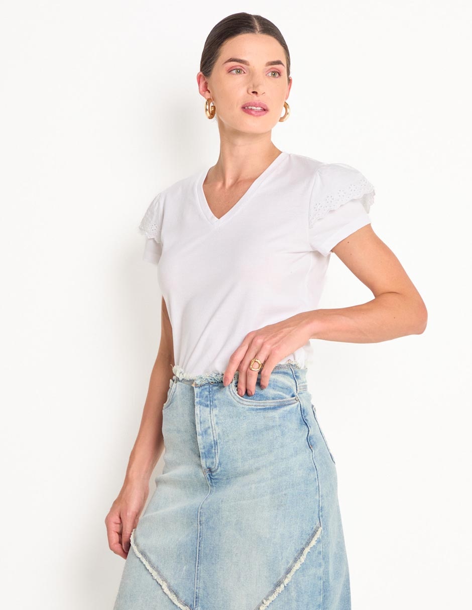 Playera manga corta cuello v mujer Playera manga corta cuello v mujer
