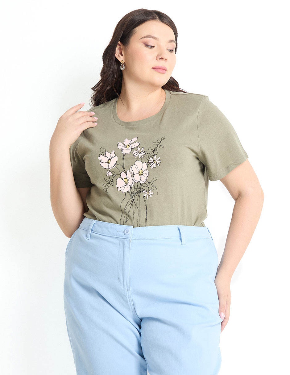 Playera manga corta cuello redondo mujer