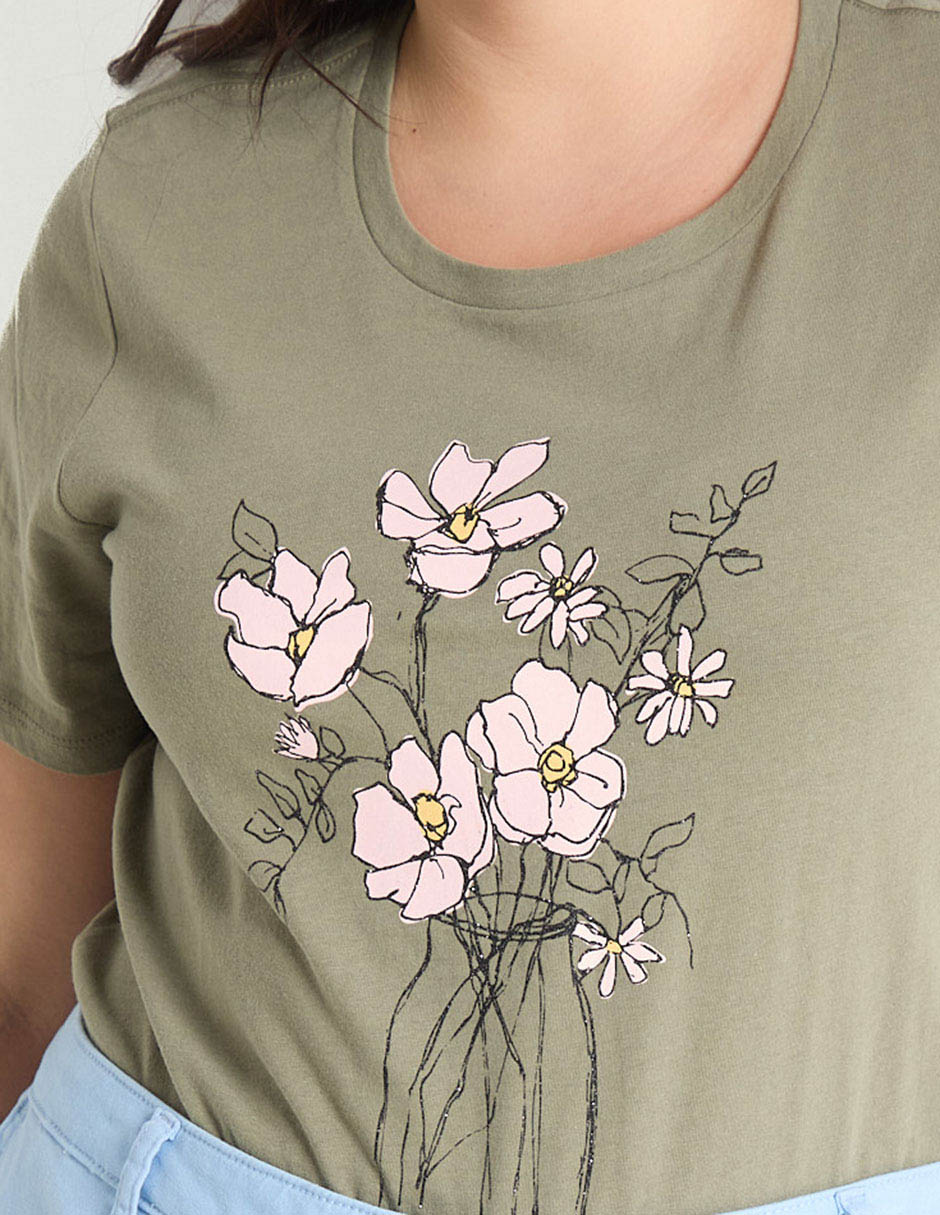 Playera manga corta cuello redondo mujer