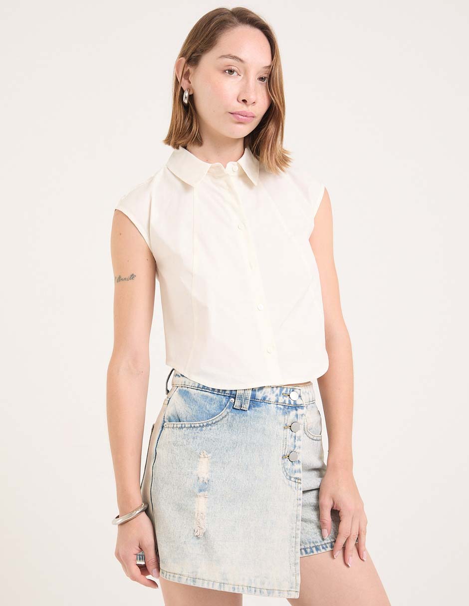 Blusa Metropolis manga corta para mujer