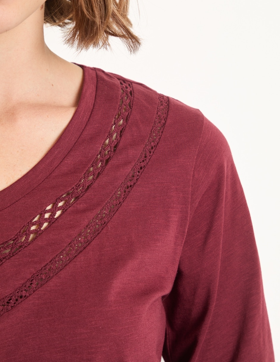 Playera manga 3/4 cuello v mujer 3