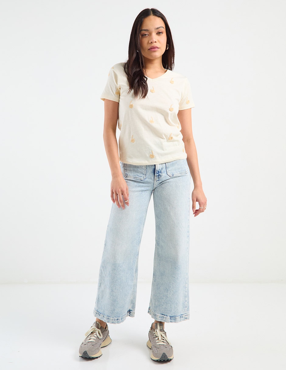 Playera manga corta Week By Weekend cuello v para mujer