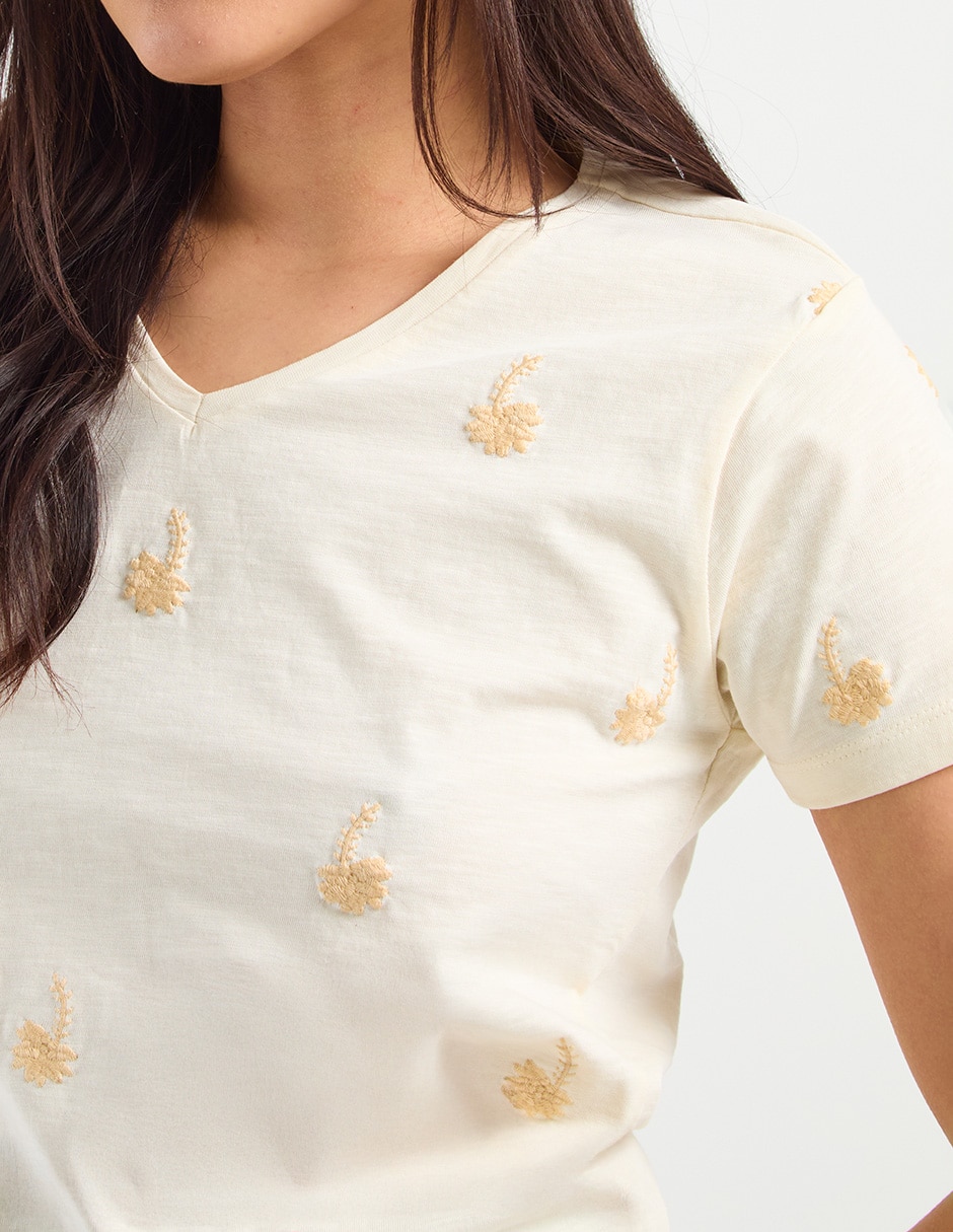 Playera manga corta Week By Weekend cuello v para mujer