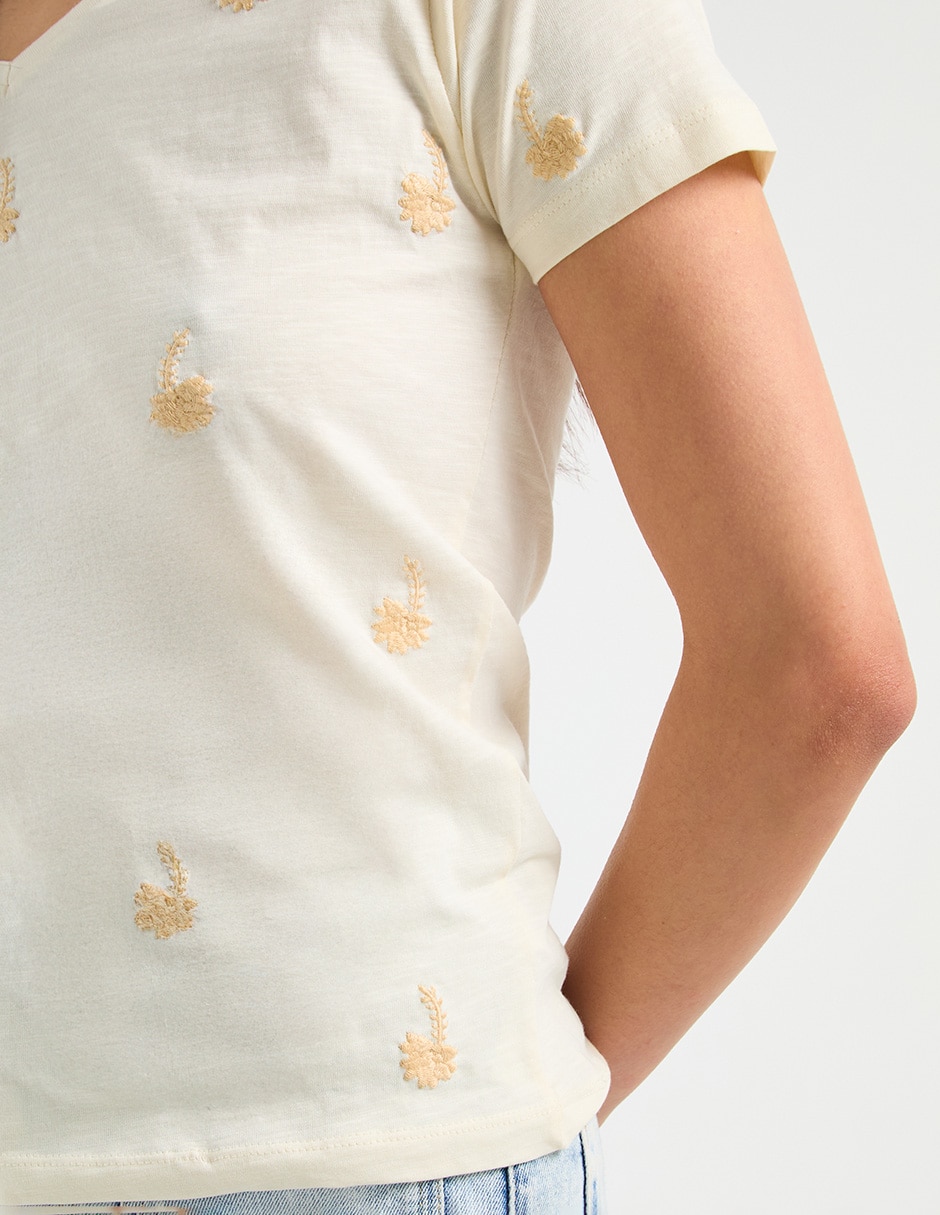 Playera manga corta Week By Weekend cuello v para mujer