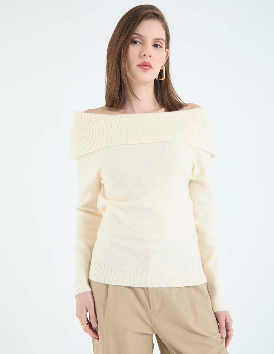 Suéter cuello bardot para mujer Suéter cuello bardot para mujer