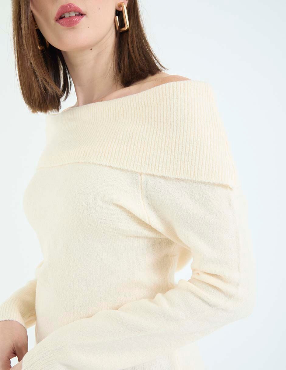 Suéter cuello bardot para mujer 2