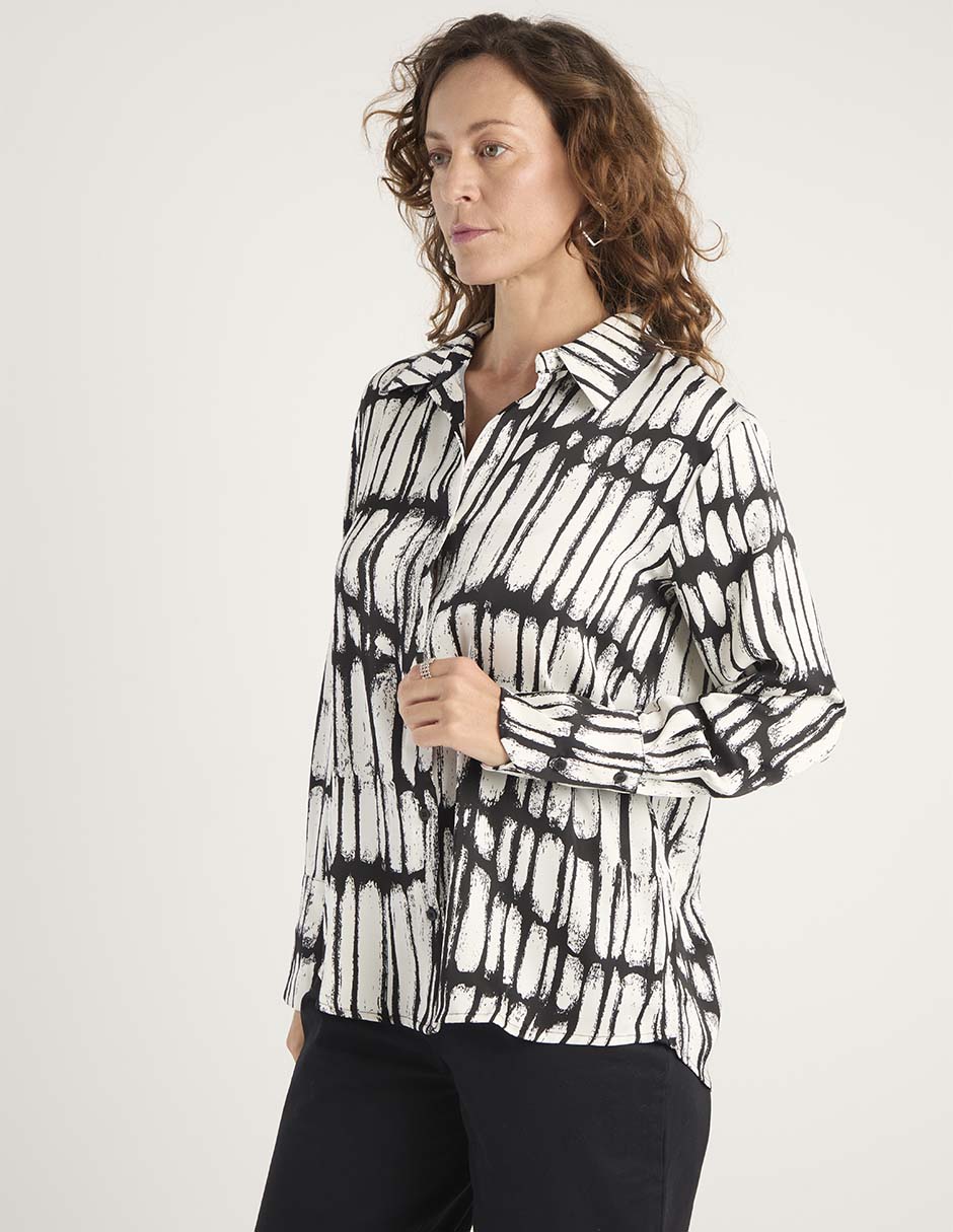 Blusa camisera Liz& manga larga para mujer 1